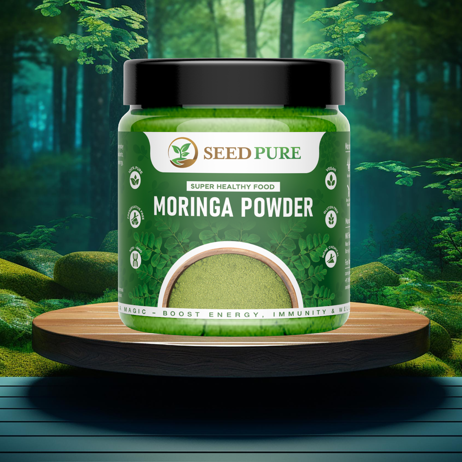 Seedpure Organic Moringa Powder 200g | From Pure Drumstick Leaves | Gives Natural Energy & Nutrients Superfood